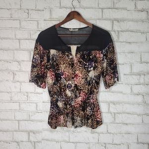 gimmicks by BKE mesh top velvet blouse